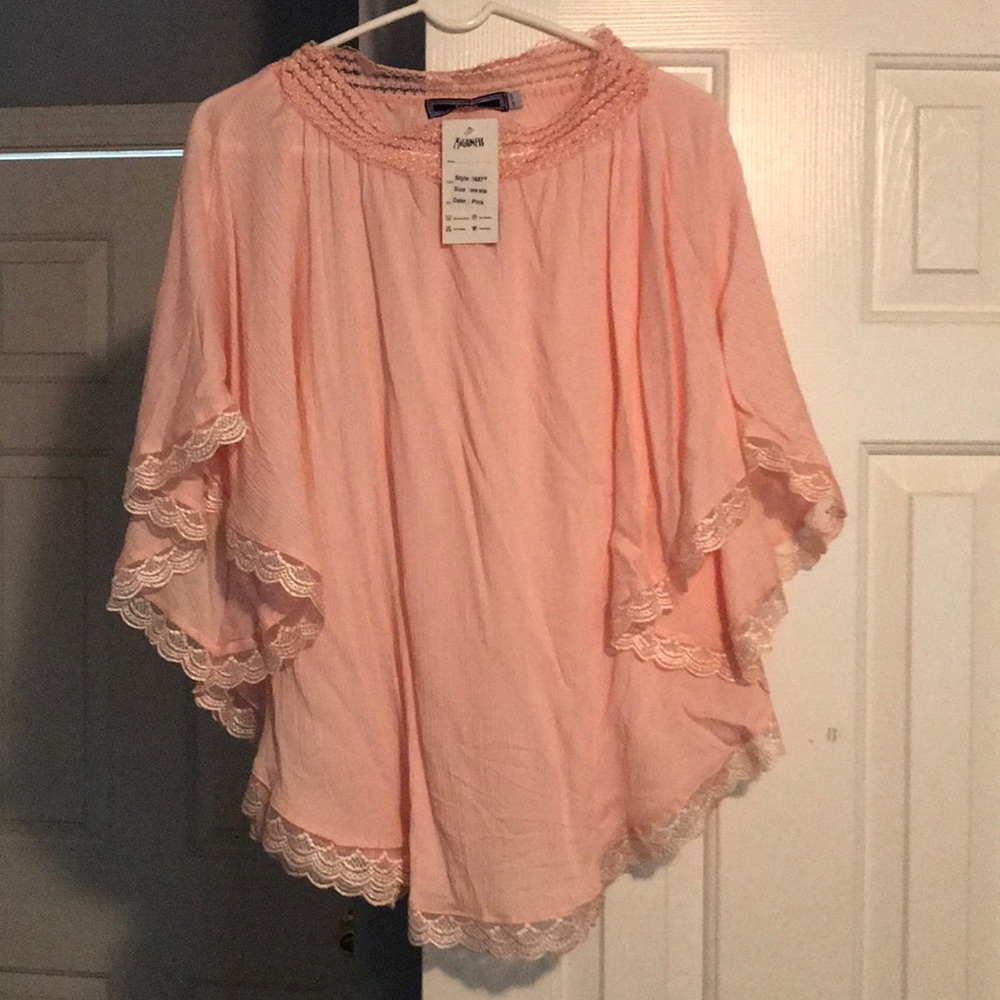 Pastel pink off the shoulder blouse